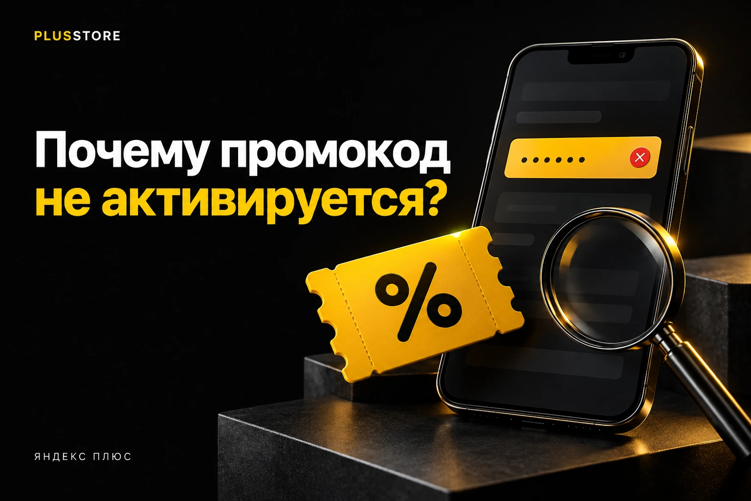 Обложка статьи «Промокод Яндекс Плюс не активируется: 9 причин и что делать»
